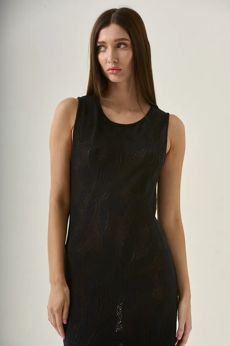 Vestido de algodón con diseño calado de flores, corte ceñido y escote redondo de Sweet en Vestidos para argentina