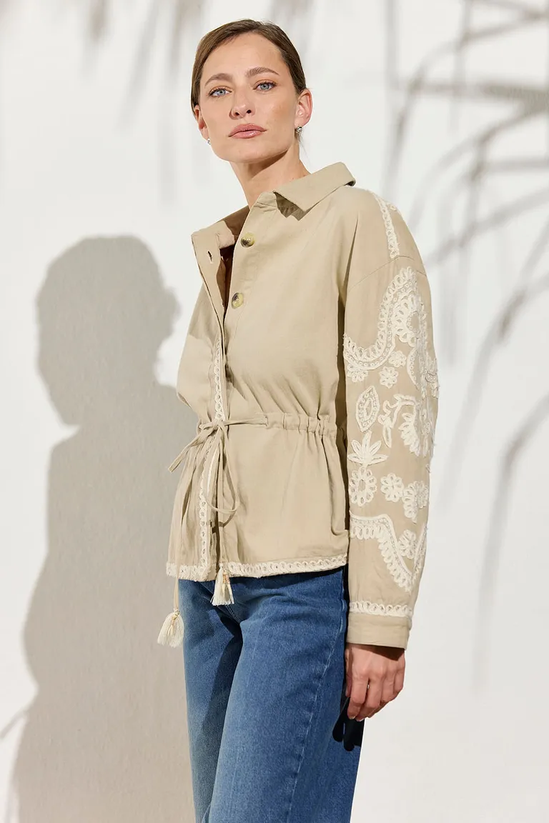 Chaqueta de algodón con bordados en mangas y canesú de Indiastyle en Chaquetas para argentina