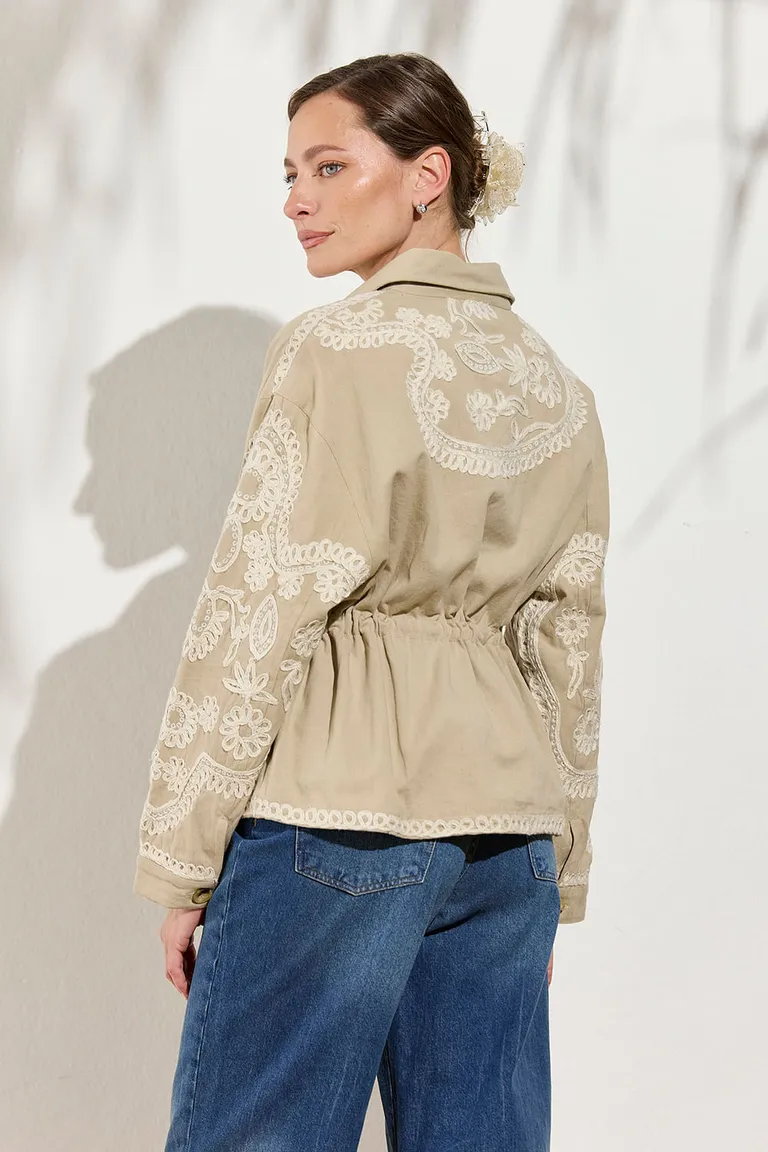Chaqueta de algodón con bordados en mangas y canesú de Indiastyle en Chaquetas para argentina