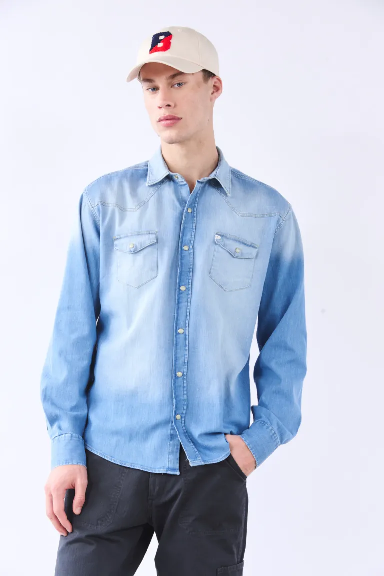 Camisa de jeans de manga larga para hombre, diseño clásico y versátil de Bensimon en Camisas para argentina