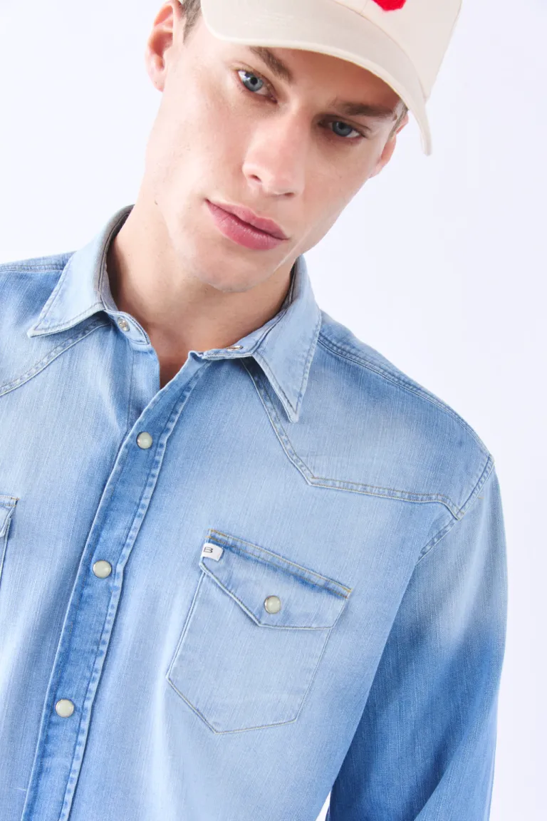 Camisa de jeans de manga larga para hombre, diseño clásico y versátil de Bensimon en Camisas para argentina