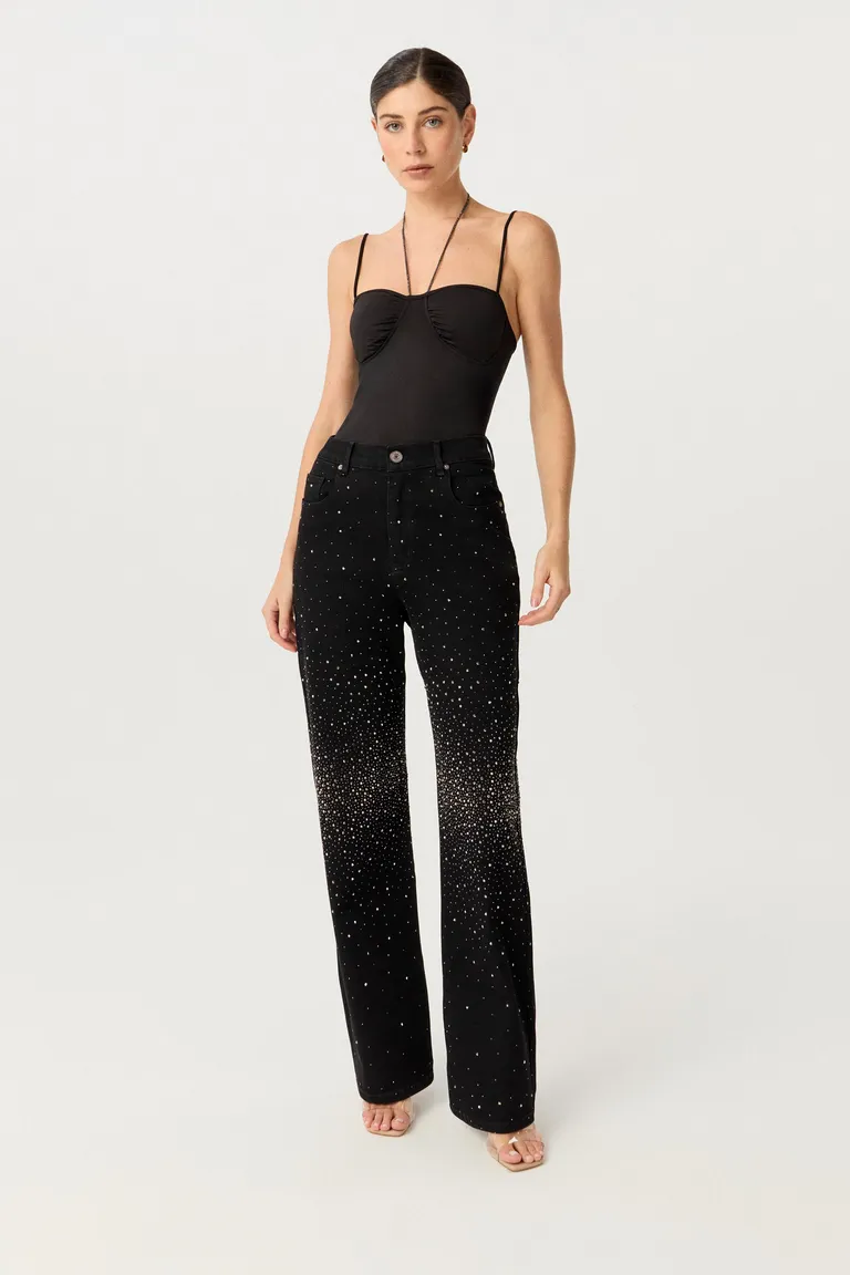 Top de microfibra opaca con corte estilo corset y detalles de strass de Markova en Tops para argentina