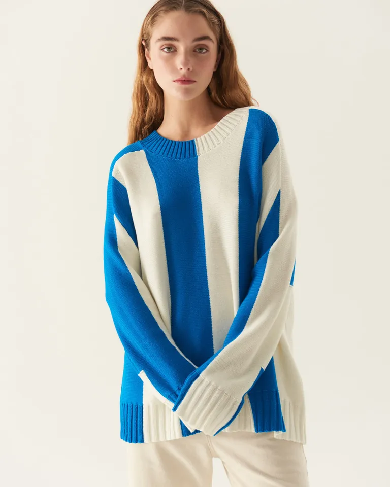 Sweater de tejido de punto con diseño a rayas verticales y cuello redondo de Furzai en Buzos y Sweaters para argentina