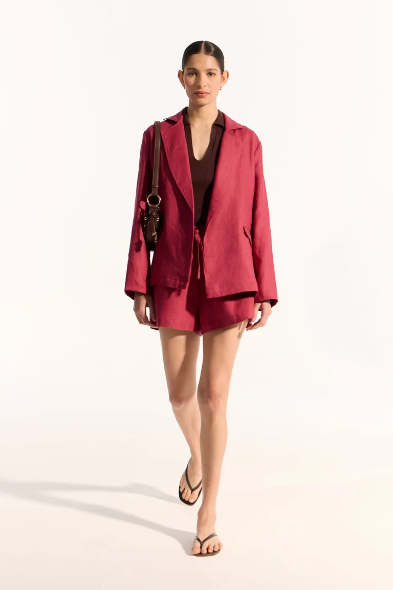 Blazer rojo de lino de corte holgado y mangas caídas para mujer de Portsaid en Blazers para argentina