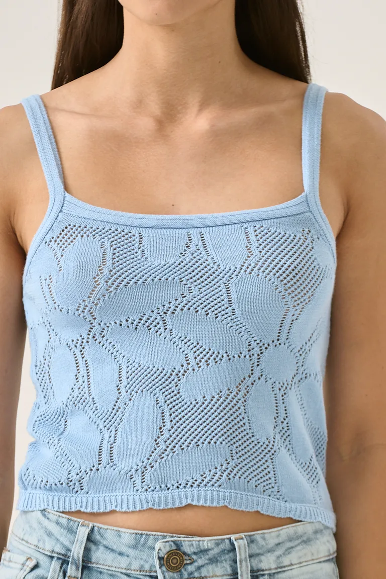 Top de corte ajustado con diseño calado y motivo floral para mujer de Sweet en Tops para argentina