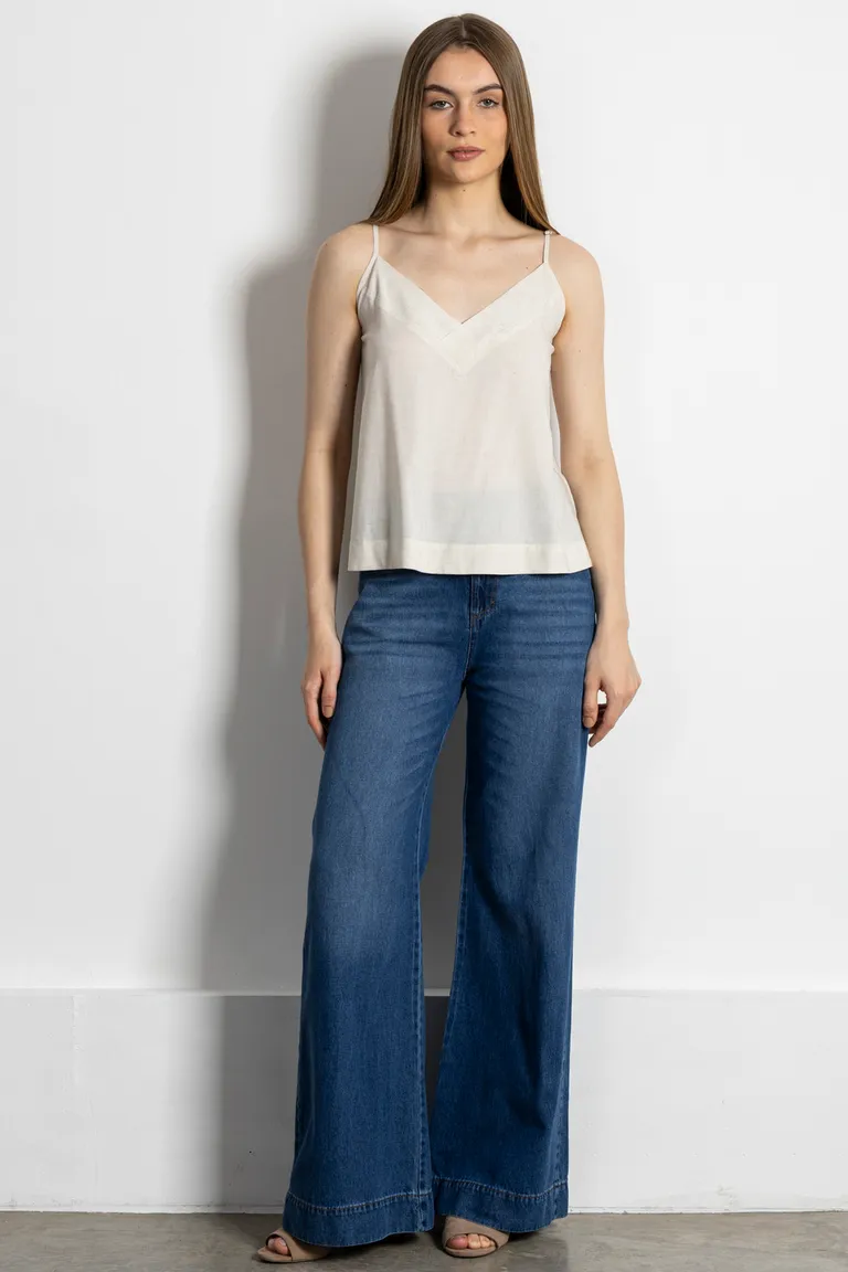 Blusa musculosa de lino con correa ajustable en los tirantes de Kill en Blusas para argentina