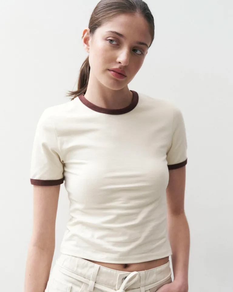 Remera con cuello y mangas combinado en talla S de Sky en Remeras para argentina