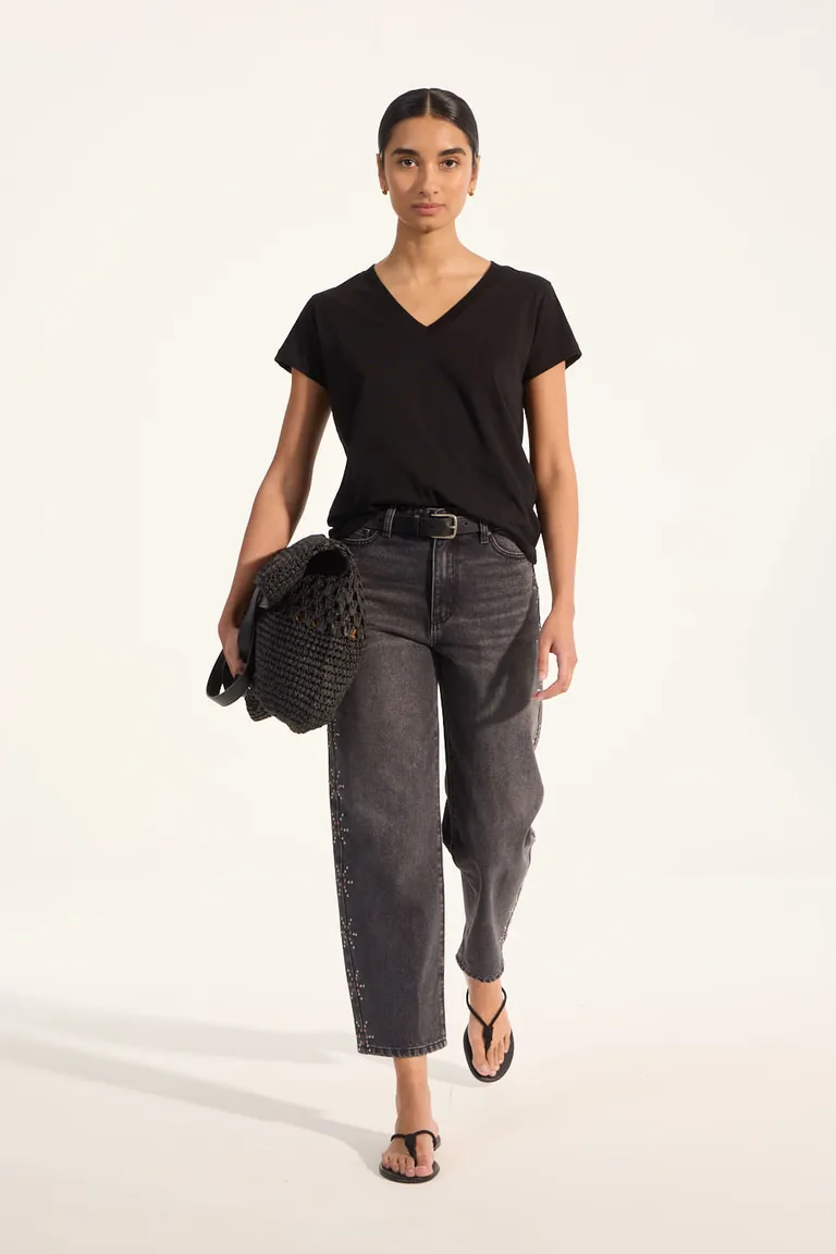 Remera básica de algodón de escote en V para mujer de Portsaid en Remeras para argentina