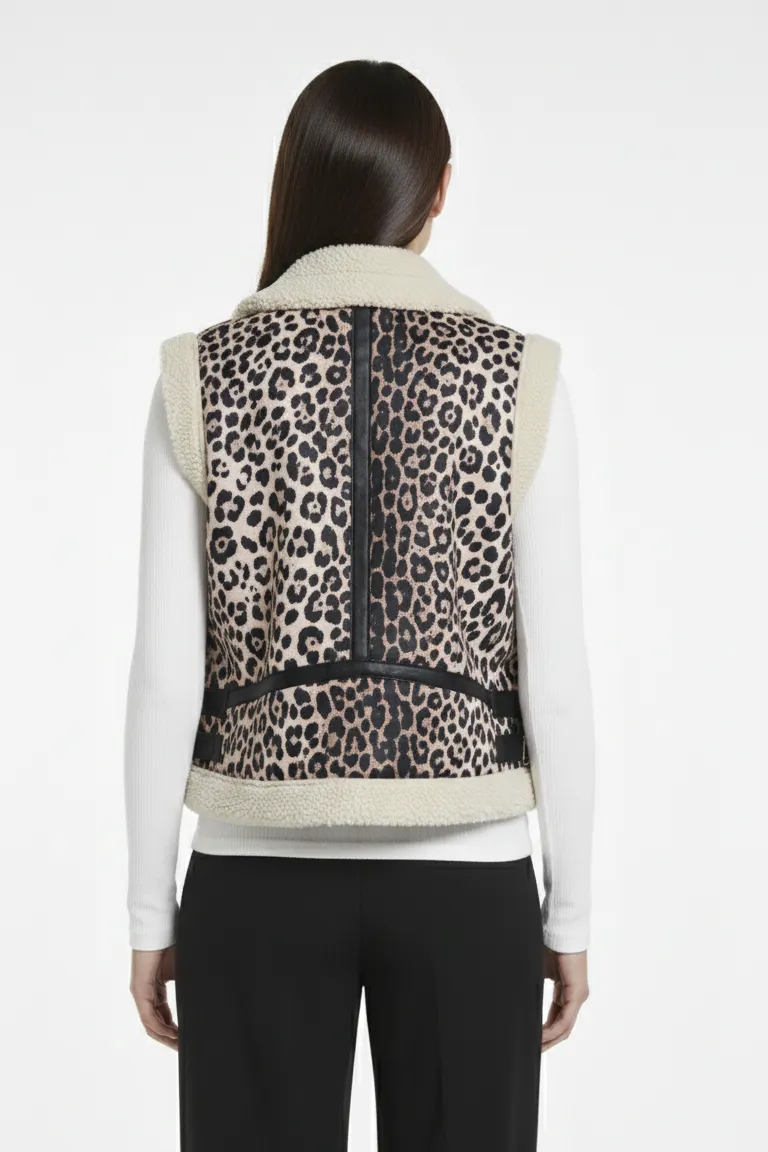 Chaleco sin mangas con diseño animal print y solapas texturizadas de Justaosadia en Chalecos para argentina