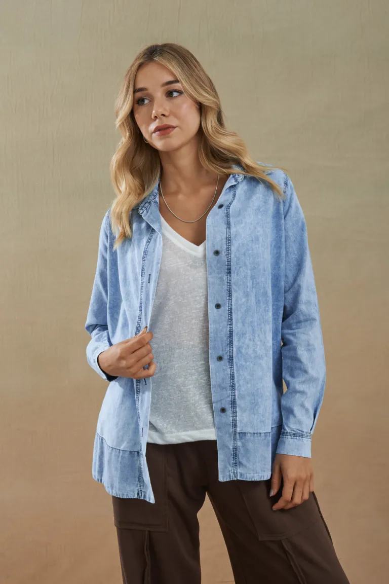 Camisa vaquera de estilo atelier para una imagen relajada y elegante de Apricot en Camisas para argentina