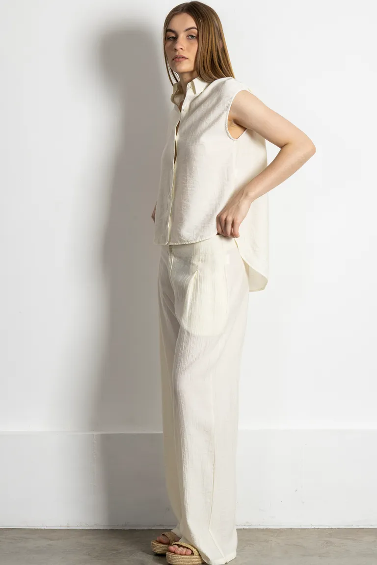 Pantalón recto de tela arrugada con bolsillos en delantero y espalda de Kill en Pantalones para argentina