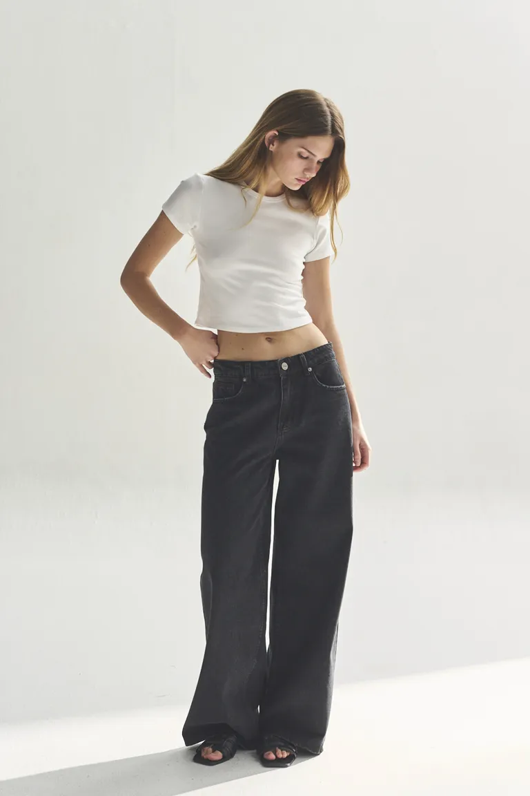 Pantalón de pierna ancha con cierre frontal y bolsillos para mujer de Akiabara en Pantalones para argentina