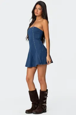 Mini vestido denim strapless fara de Edikted en Vestidos para argentina