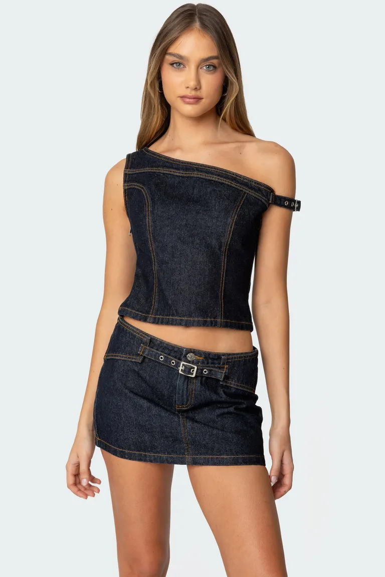 Top asimétrico denim keira de Edikted en Tops para argentina