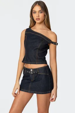 Top asimétrico denim keira de Edikted en Tops para argentina