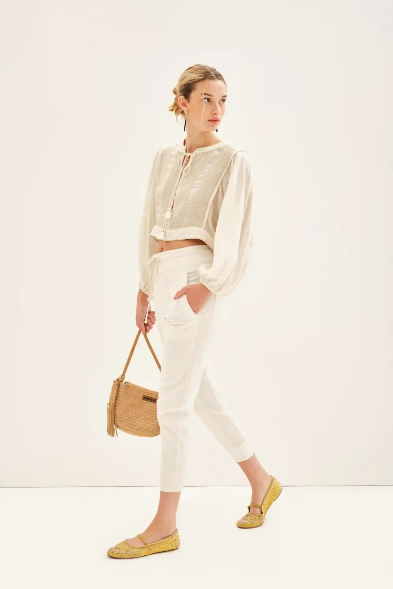 Pantalones rectos de gabardina de algodón con ajustes en cintura y puños de Rapsodia en Pantalones para argentina