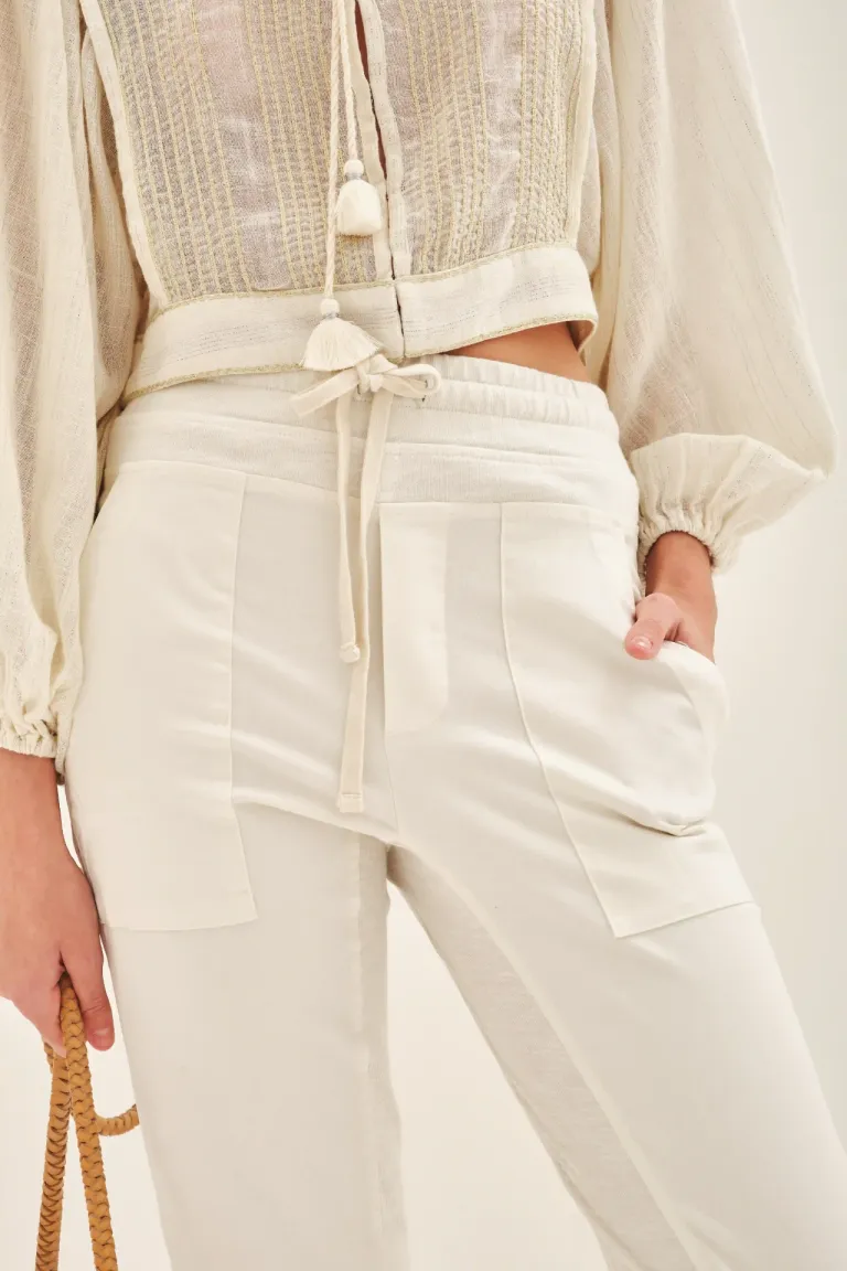 Pantalones rectos de gabardina de algodón con ajustes en cintura y puños de Rapsodia en Pantalones para argentina