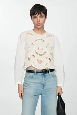 Blusa bordada manga abullonada de Mango en Blusas para argentina