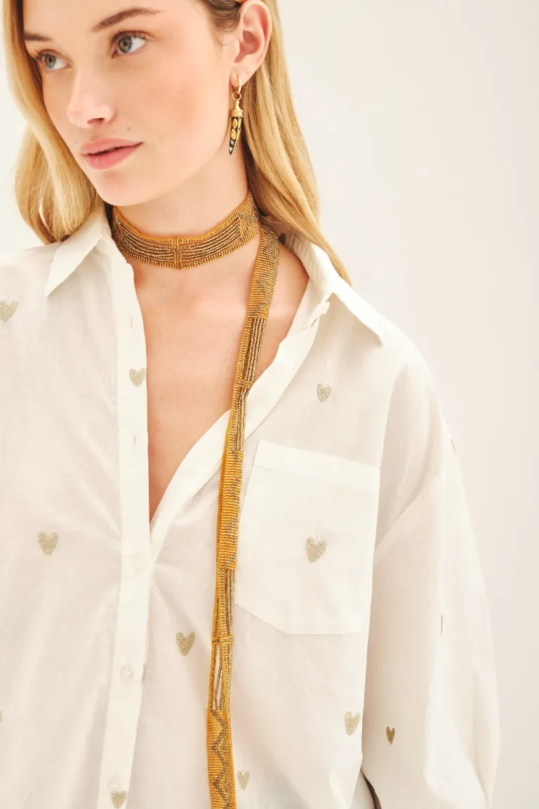 Camisa de algodón con bordados de corazones - Diseño amplio y moderno de Rapsodia en Camisas para argentina