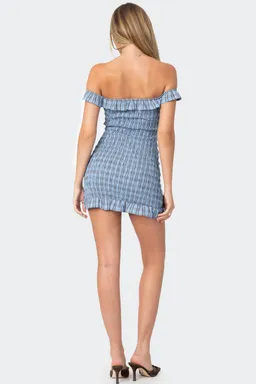 Mini vestido cuadros fruncido hombros de Edikted en Vestidos para argentina