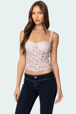 Corset encaje transparente con copa de Edikted en Ropa Interior y Medias para argentina