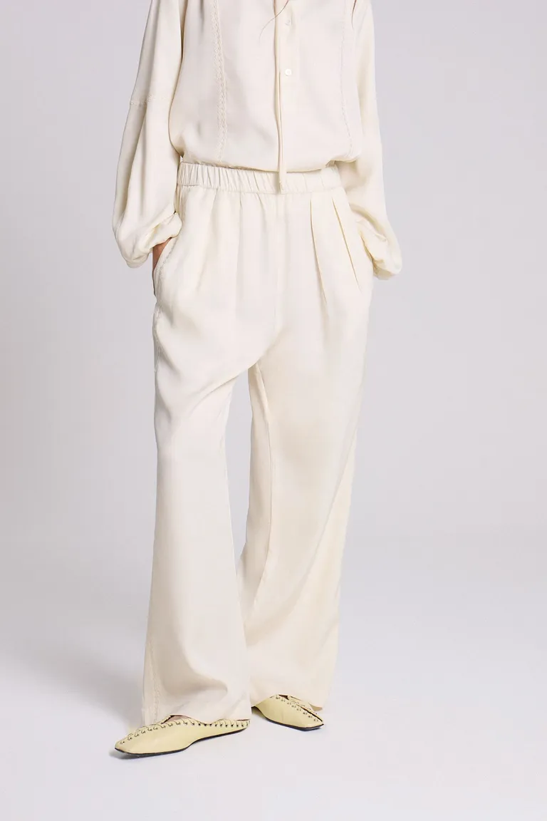 Pantalón de corte recto con bordado y cintura elastizada para mujer de Maria Cher en Pantalones para argentina