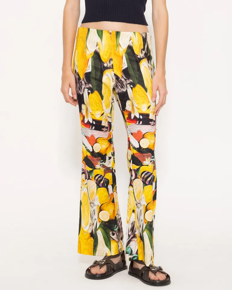 Pantalón recto de jacquard con estampa de limones diseño exclusivo de Jazmin Chebar en Pantalones para argentina