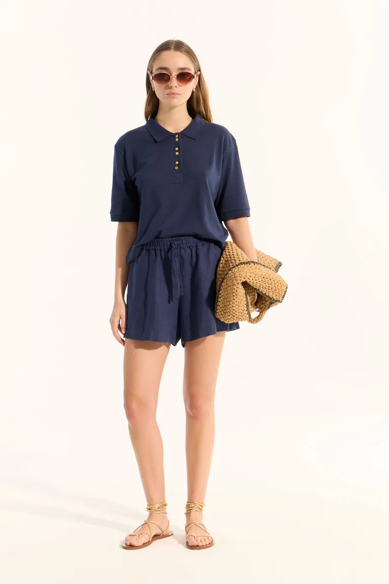 Remera de cuello polo de algodón en estilo casual para mujer de Portsaid en Remeras para argentina