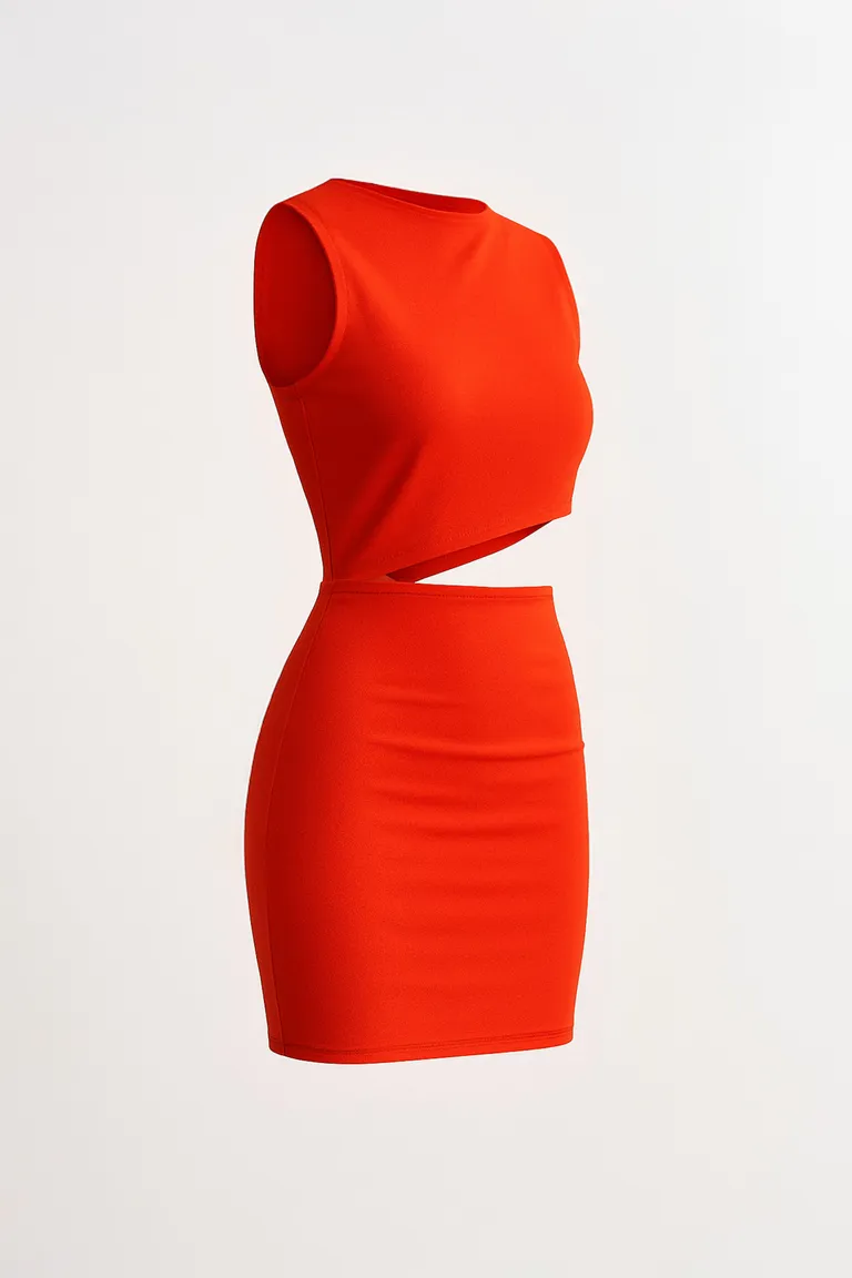 Vestido rojo corto con recorte en la cintura y calce ajustado al cuerpo de Naíma en Vestidos para argentina