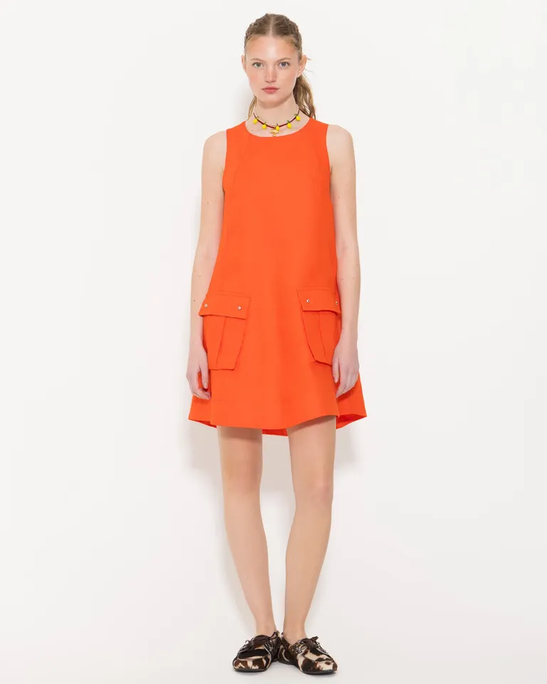 Vestido de lino naranja de diseño sencillo y elegante para mujer de Jazmin Chebar en Vestidos para argentina