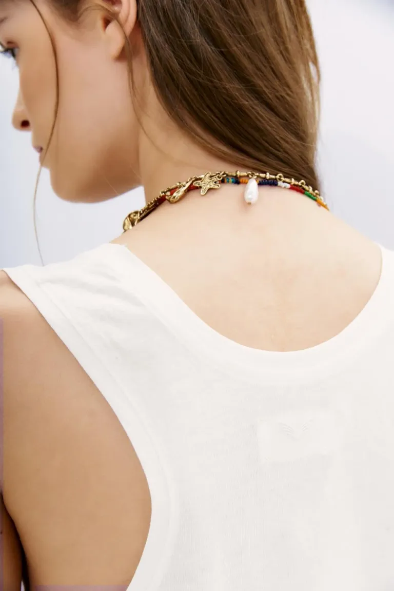 Camiseta sin mangas de algodón pima con diseño vintage de Rapsodia en Tops para argentina