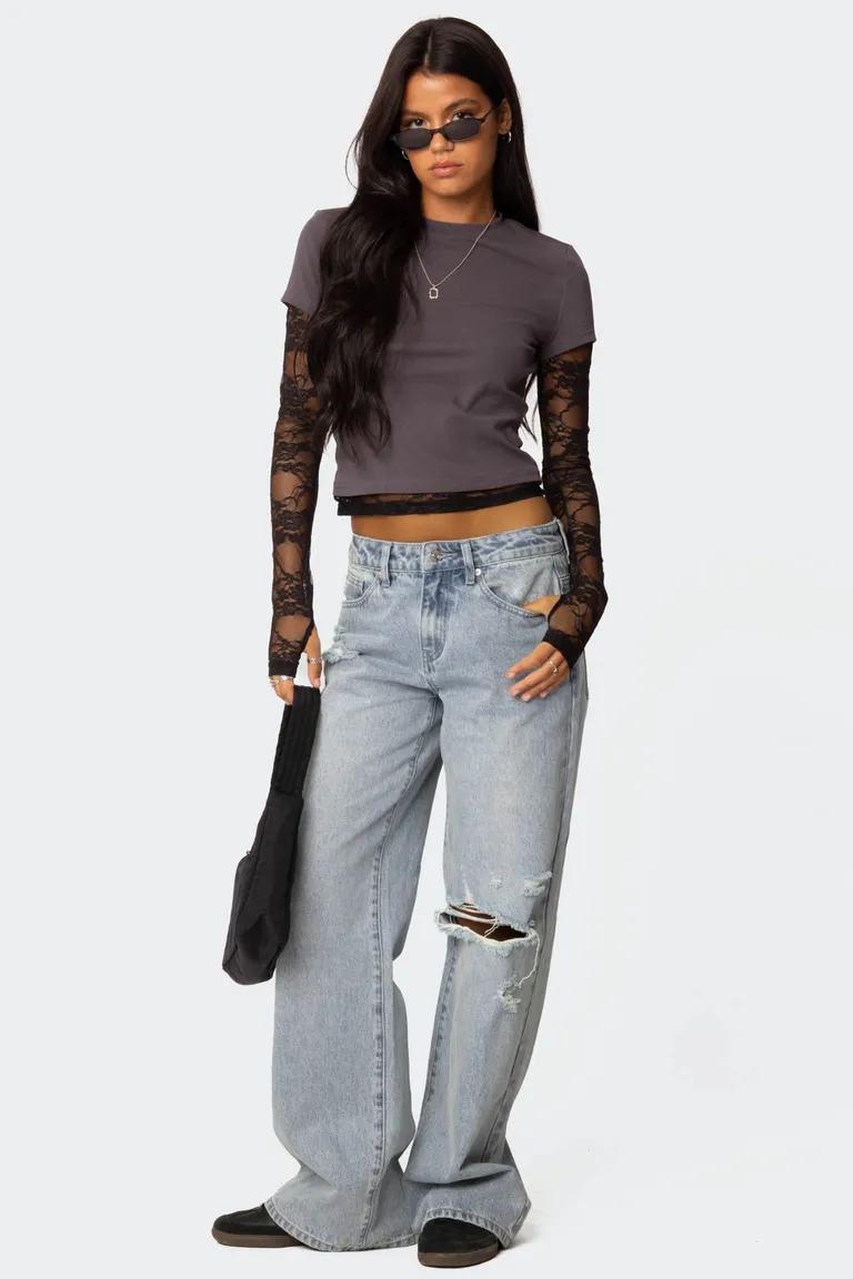 Jeans adam ancho rotos de Edikted en Pantalones para argentina