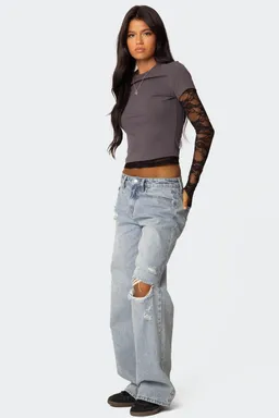 Jeans adam ancho rotos de Edikted en Pantalones para argentina