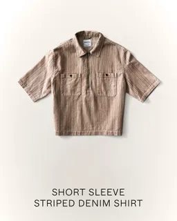 Camisa manga corta denim rayada de Bershka en Camisas para argentina