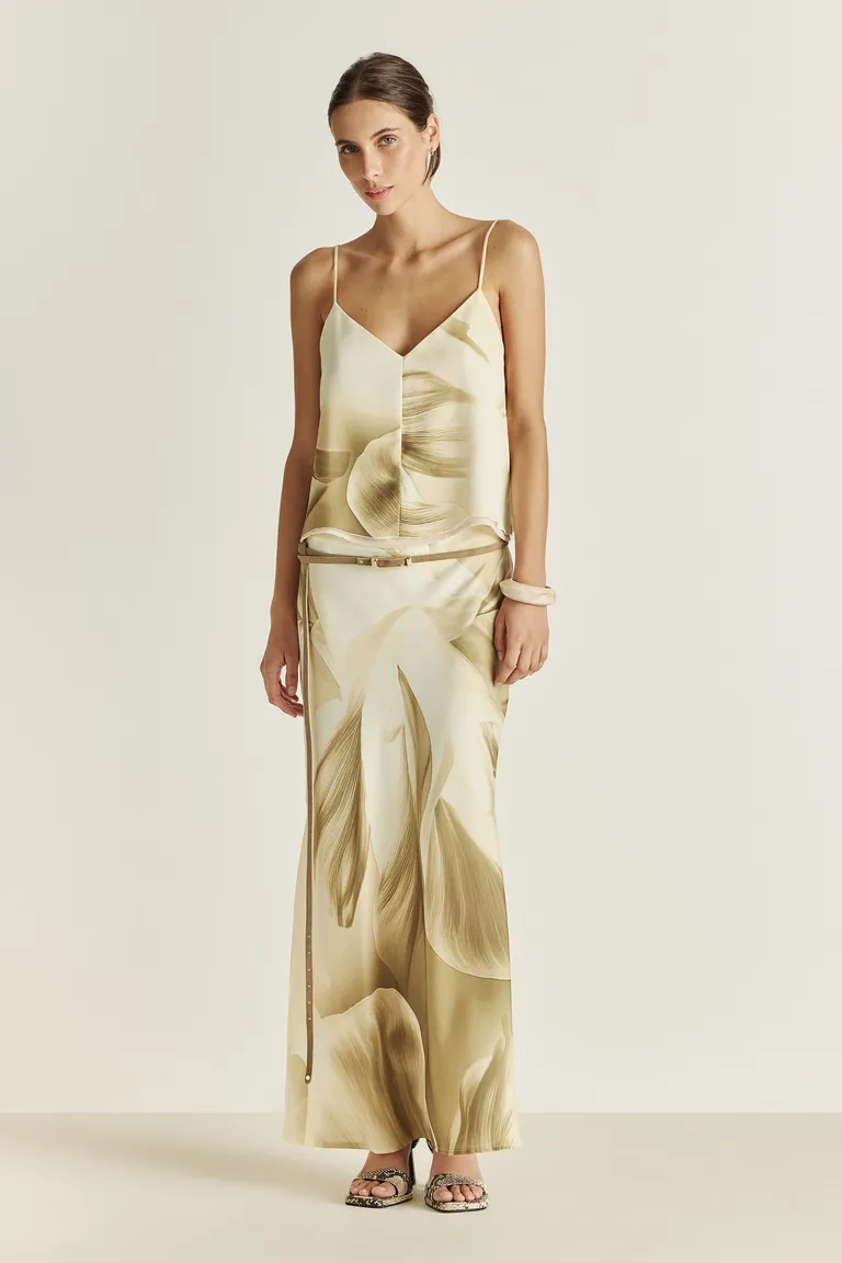 Top con breteles regulables de satén con estampa exclusiva para verano de Tucci en Tops para argentina