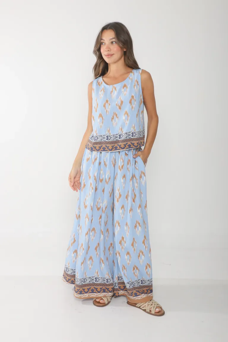 Pantalón estampado de corte amplio y elegante para mujer de Belle en Pantalones para argentina