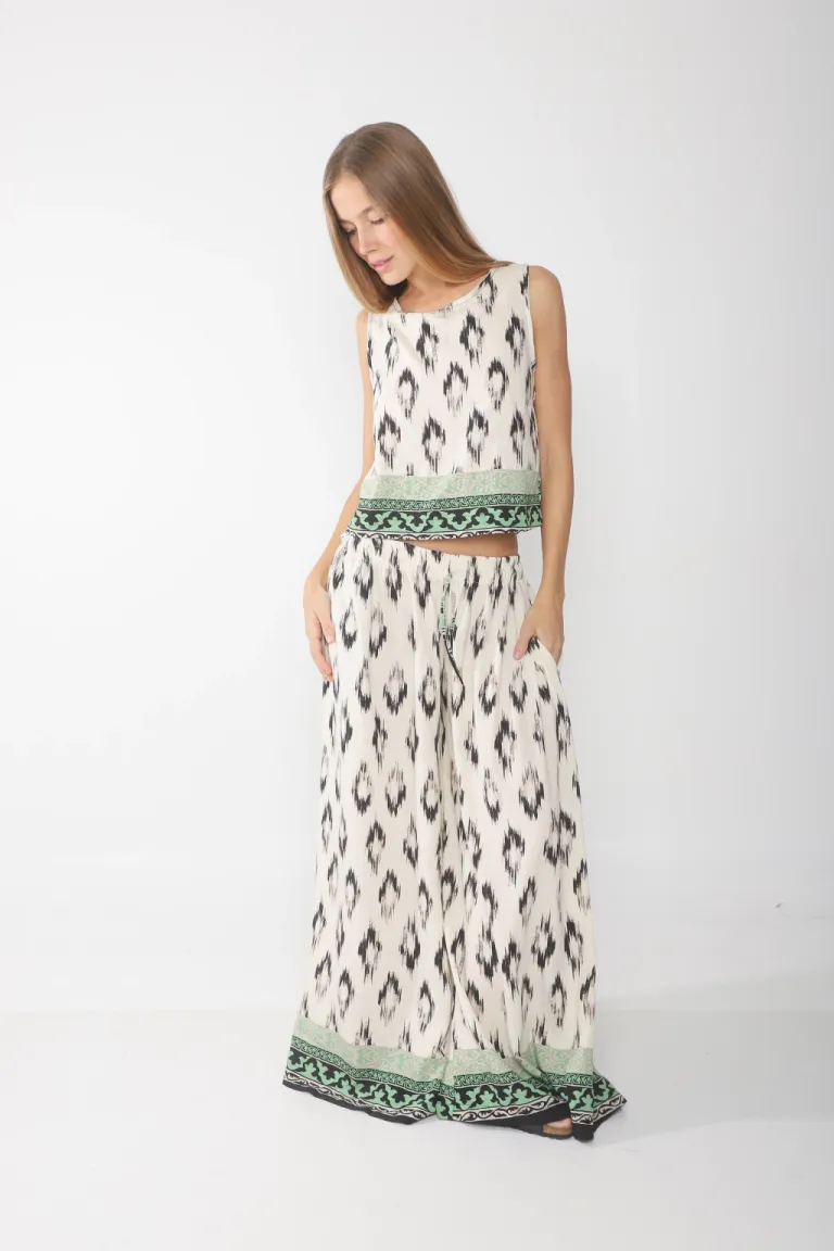 Pantalón estampado de corte amplio y elegante para mujer de Belle en Pantalones para argentina