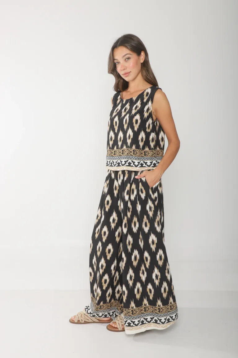 Pantalón estampado de corte amplio y elegante para mujer de Belle en Pantalones para argentina