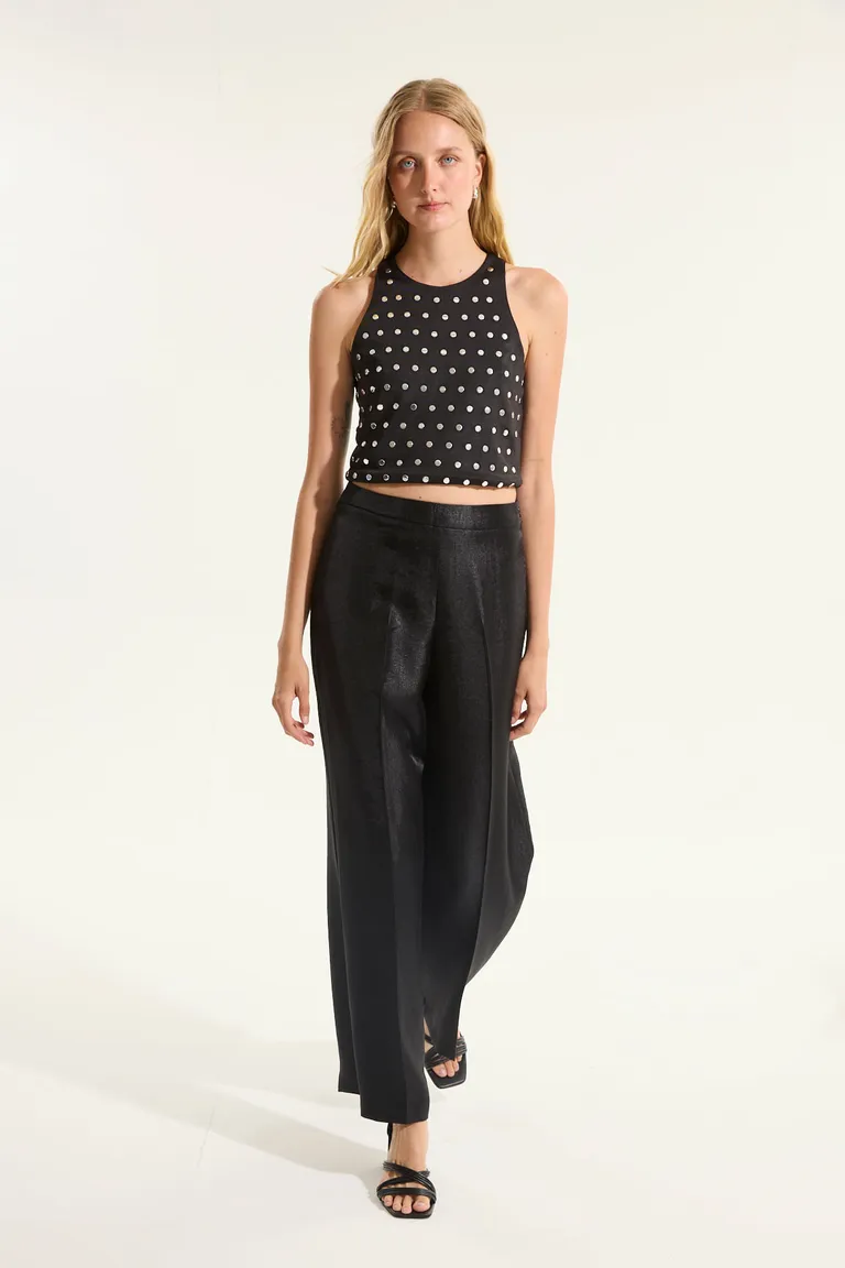 Top de punto negro con detalle de tachas planas de Portsaid en Tops para argentina