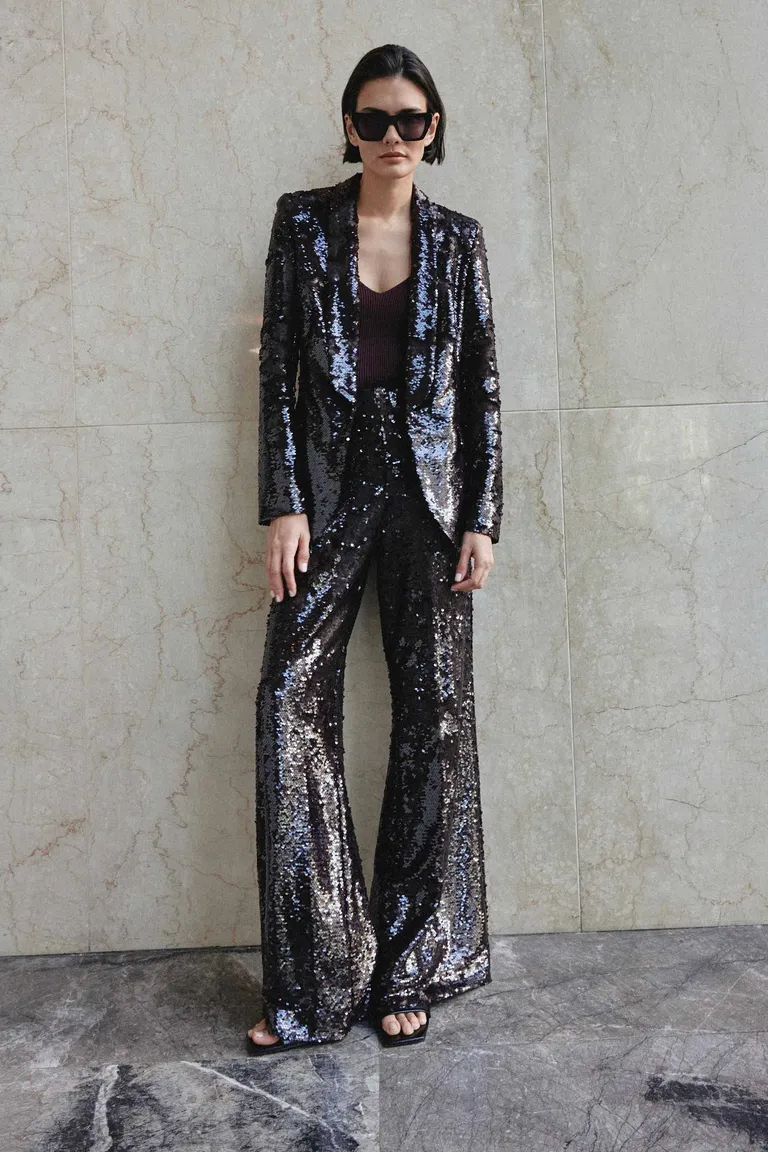 Pantalón de lentejuelas de tiro alto y pierna ancha para mujer de Markova en Pantalones para argentina