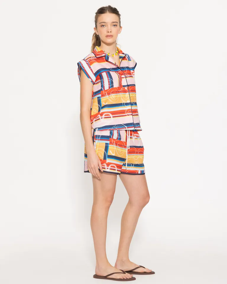 Camisa holgada de lino con estampado exclusivo para un look casual y fresco de Jazmin Chebar en Camisas para argentina