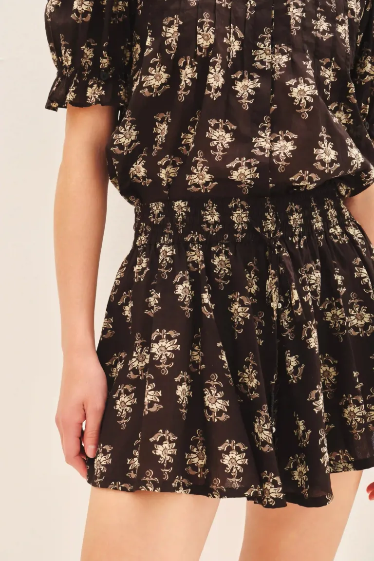 Vestido corto de voile de algodón estampado con lazo en la cintura de Rapsodia en Vestidos para argentina