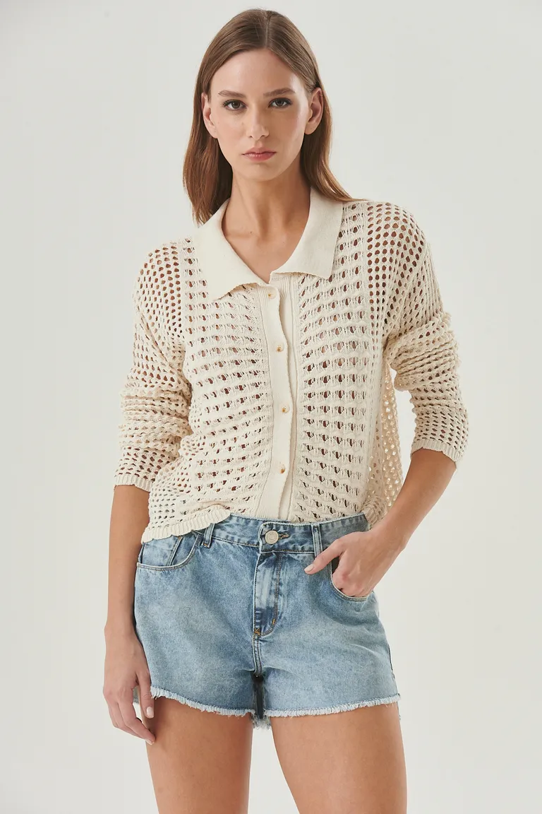 Chaqueta tejida en punto suelto con diseño relajado y elegante de Sweet en Chaquetas para argentina