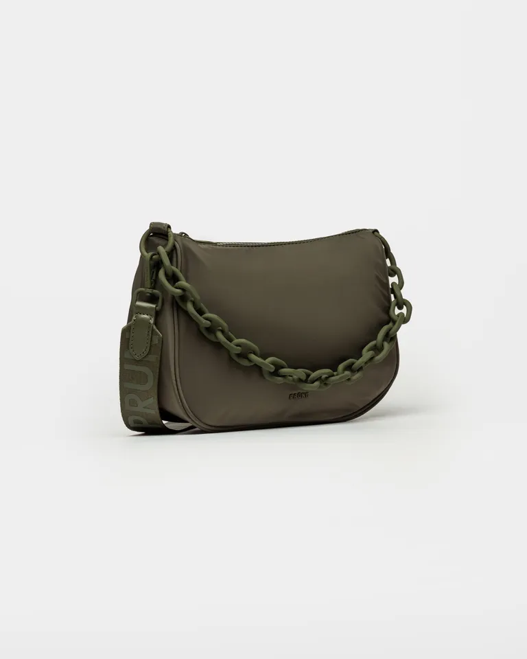 Cartera de hombro con cadena efecto matte en color verde para mujer de Prüne en Bolsos y Carteras para argentina