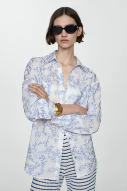 Camisa bordada flores algodón de Mango en Camisas para argentina