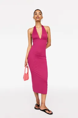 Vestido midi escote pico poliamida de Pull&Bear en Vestidos para argentina