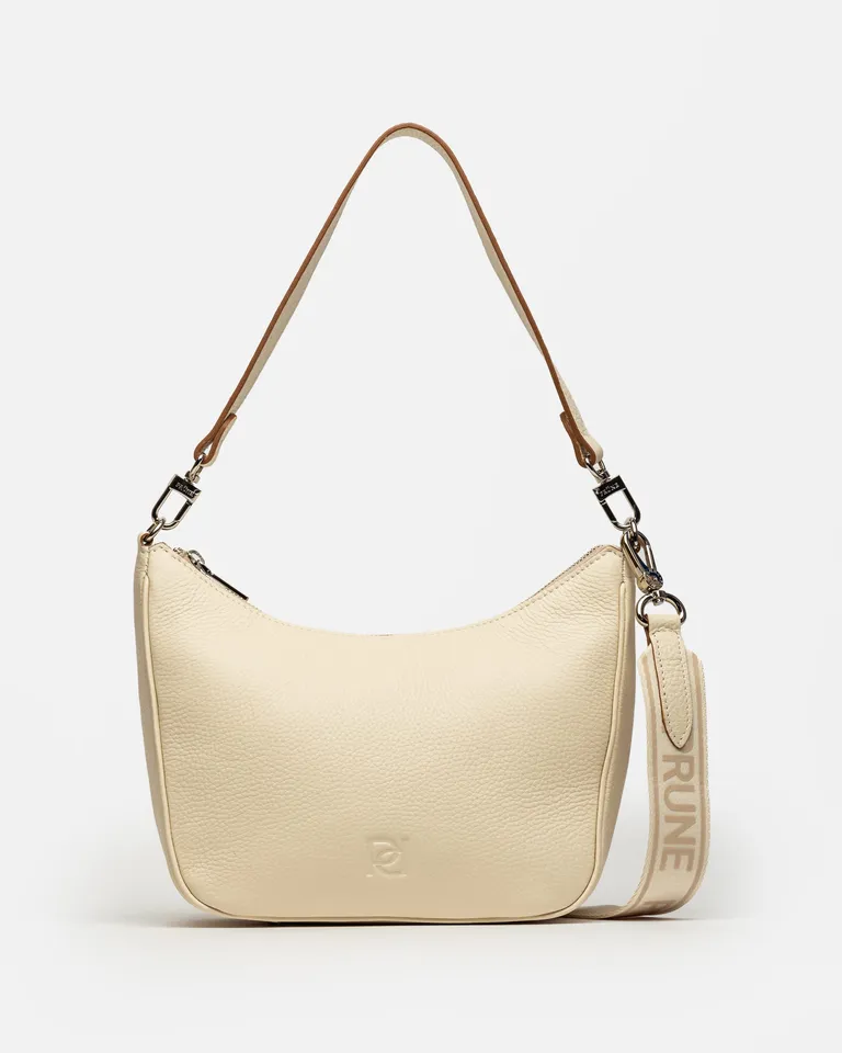 Cartera de Hombro Curva en Cuero Graneado Estilo Neutro y Elegante de Prüne en Bolsos y Carteras para argentina