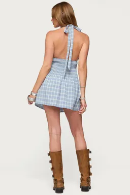 Mini vestido halter smocked cuadros de Edikted en Vestidos para argentina