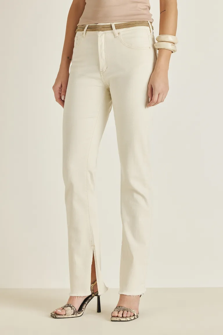 Pantalón de tiro alto con split en la entrepierna en color beige de Tucci en Pantalones para argentina