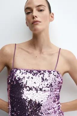 Vestido corto lentejuelas semitransparente de Mango en Vestidos para argentina